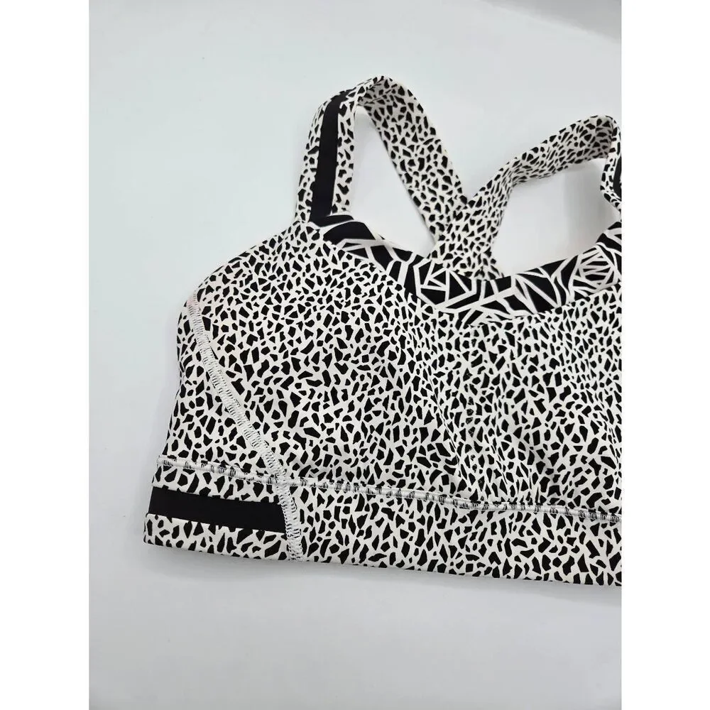 Lululemon Rack Pack Bra Miss Mosiac Size 6 White Posey Black